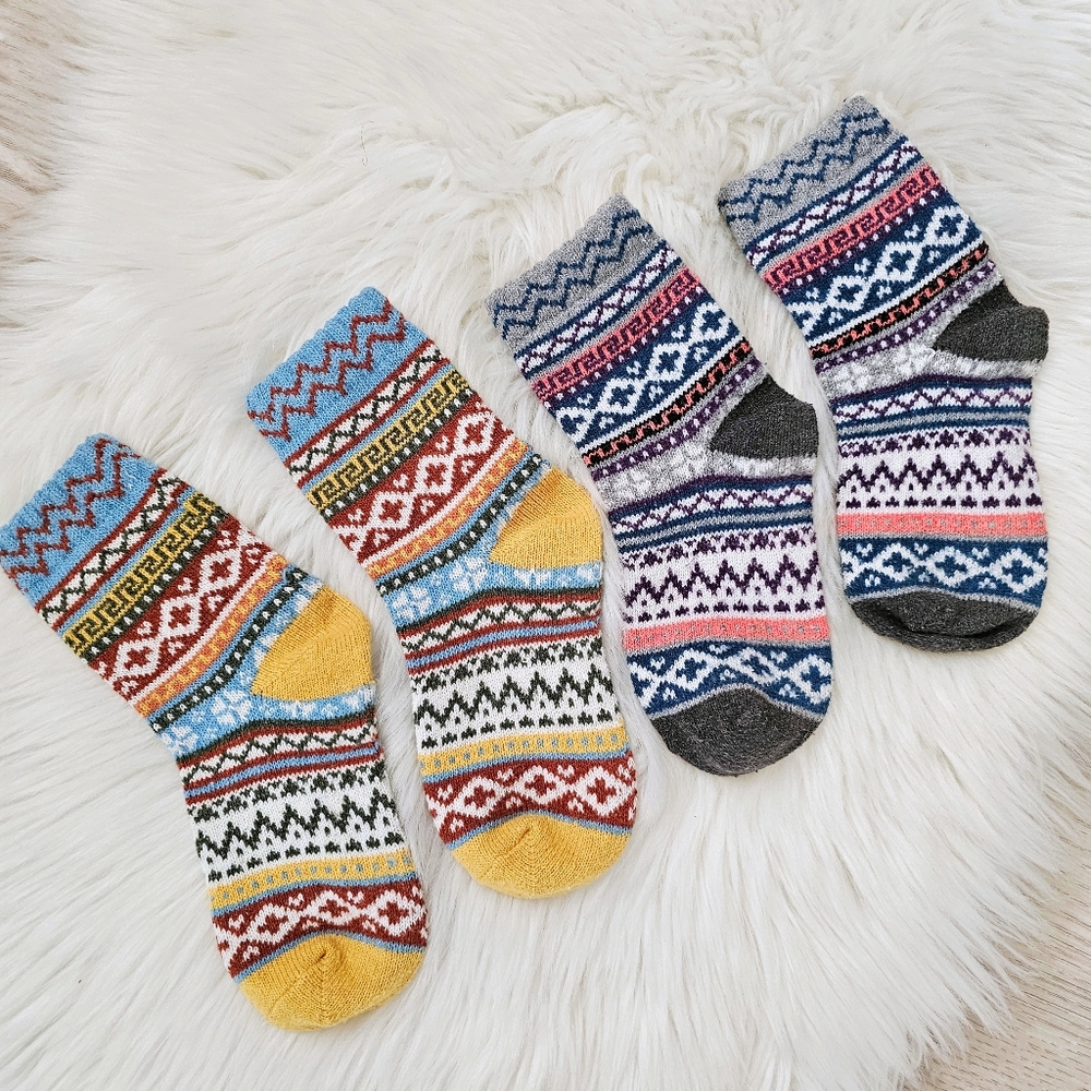 Nordic Pattern Socks Autumn Winter Warm Boots Warm Thick Socks Fair Isle Style